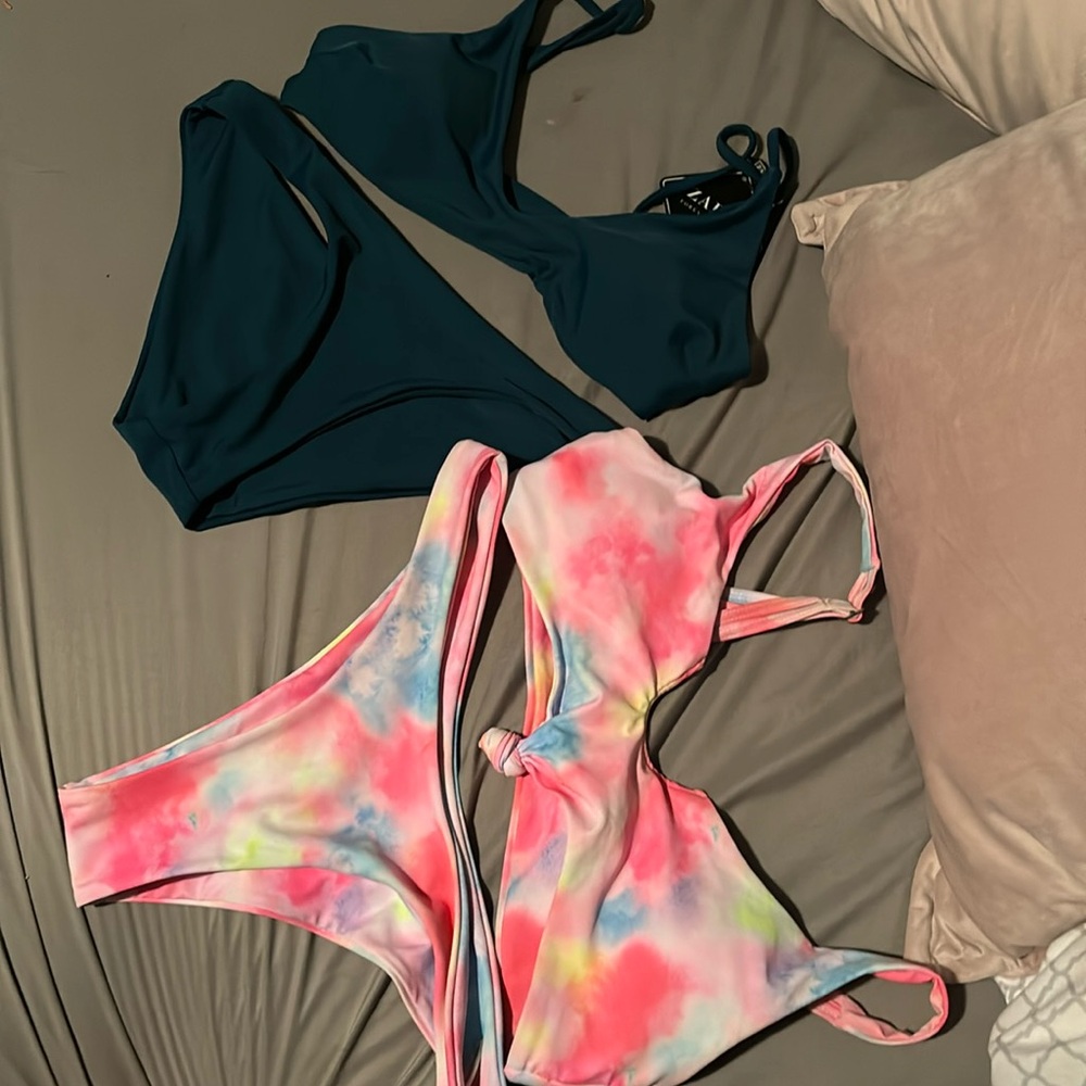 Two bikinis size 4. Fit more like a small. NWOT